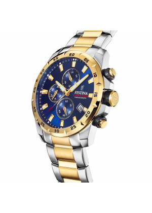 Montre festina f20562/2 bleu, bracelet en acier, homme