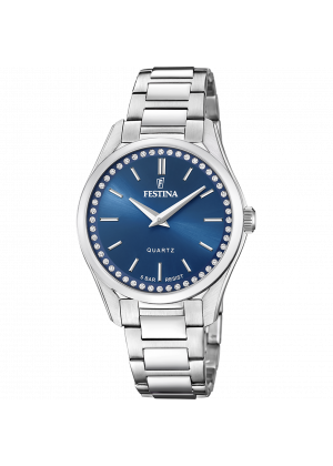 Montre festina f20583/3 bleu, bracelet acier inoxydable, femme