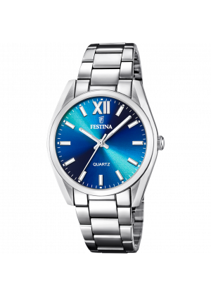 Montre festina f20622/i bleu, bracelet d’ acier inoxydable, femme