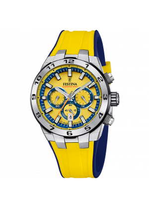 Montre pour homme festina chrono bike jaune avec bracelet en caoutchouc f20671/4