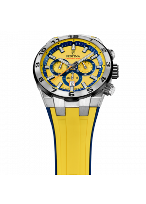 Montre pour homme festina chrono bike jaune avec bracelet en caoutchouc f20671/4