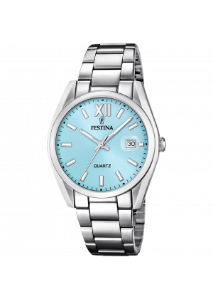 Montre festina acier classique f20683/2 bleu, bracelet d’ acier inoxydable, homme