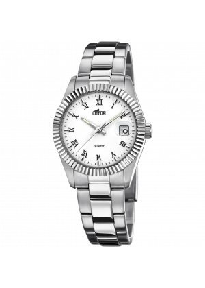 Montre lotus excellent 15822/1 blanc, bracelet en acier, femme