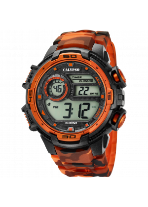 Montre calypso k5723/5 orange, bracelet d’ caoutchouc, homme