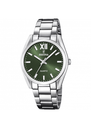 Montre festina f20622/4 vert, bracelet acier inoxydable, femme