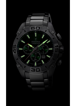 Montre festina f20543/3 vert, bracelet acier inoxydable, homme