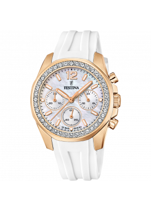 Montre festina f20611/1 ivory, bracelet caoutchouc, femme