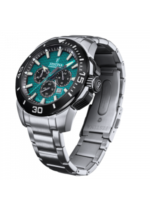 Montre festina chrono bike f20641/3 vert, bracelet en acier inoxydable 316l, homme