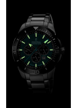 Montre festina chrono bike f20641/3 vert, bracelet en acier inoxydable 316l, homme