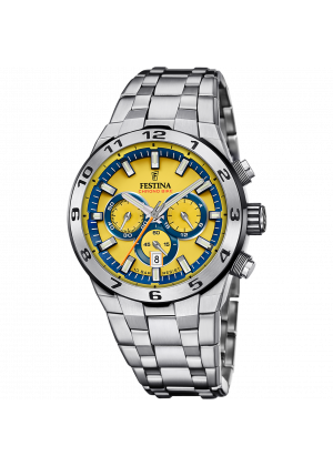 Montre pour homme festina chrono bike jaune avec bracelet en acier f20670/4