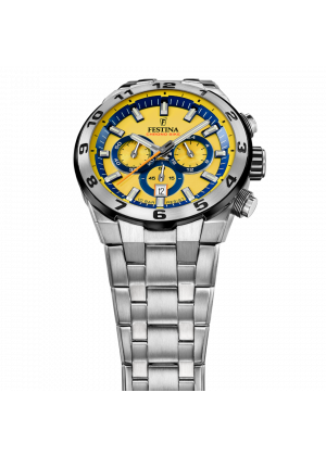 Montre pour homme festina chrono bike jaune avec bracelet en acier f20670/4