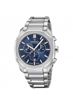 Montre homme candino chronos guilloché bleue c4746/2