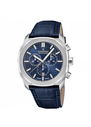 Montre homme candino chronos guilloché bleue c4747/2