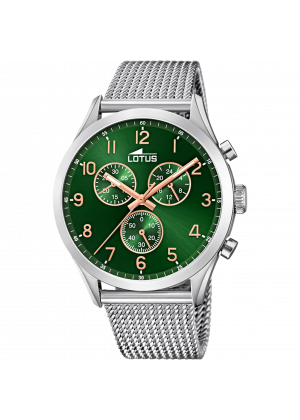 Montre lotus minimalist 18637/2 vert, bracelet en acier, homme