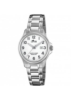 Montre lotus classic steel 18655/1 blanc, bracelet en acier, femme