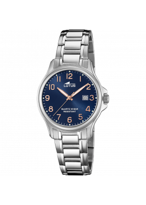 Montre lotus acier classique 18655/2 bleu, bracelet en acier, femme