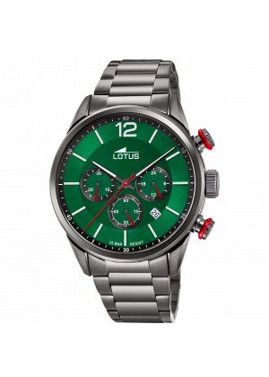 Montre lotus 18686/4 vert, bracelet en acier inoxydable 316l, homme