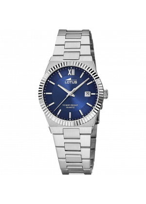 Montre lotus 18838/3 bleu, bracelet en acier inoxydable, femme