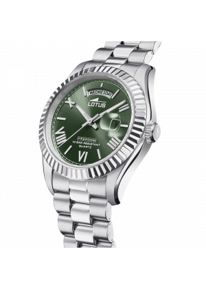 Montre lotus 18854/3 vert, bracelet en acier inoxydable, homme