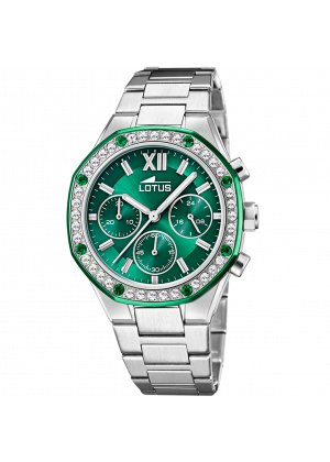 Montre lotus 18872/1 vert, bracelet en acier inoxydable 316l, femme