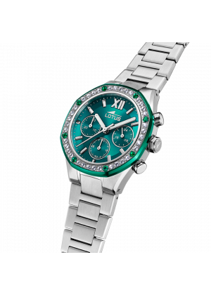 Montre lotus 18872/1 vert, bracelet en acier inoxydable 316l, femme