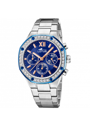 Montre lotus 18872/2 bleu, bracelet en acier inoxydable 316l, femme