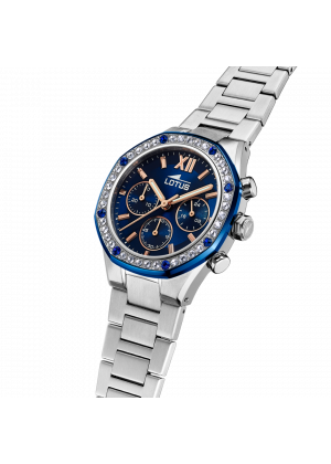 Montre lotus 18872/2 bleu, bracelet en acier inoxydable 316l, femme