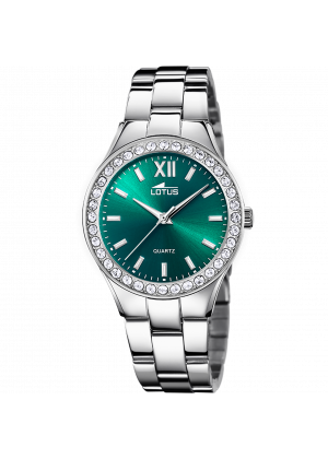 Montre lotus 18883/7 vert, bracelet en acier inoxydable 316l, femme