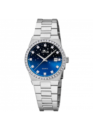 Montre lotus 18885/3 bleu, bracelet en acier inoxydable, femme