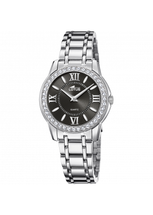 Montre lotus 18887/6 noir, bracelet en acier inoxydable 316l, femme