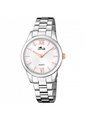 Montre lotus 18889/1 gris argent, bracelet en acier inoxydable 316l, femme