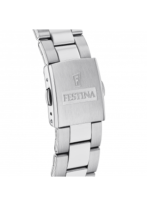 Montre festina timeless chronograph f16820/4 noir, bracelet en acier, homme