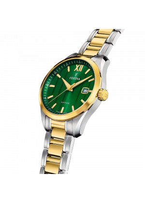 Montre festina swiss swiss made f20027/3 vert, bracelet d’ acier inoxydable, homme