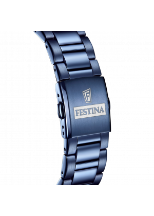 Montre festina f20576/1 bleu, bracelet en acier, homme